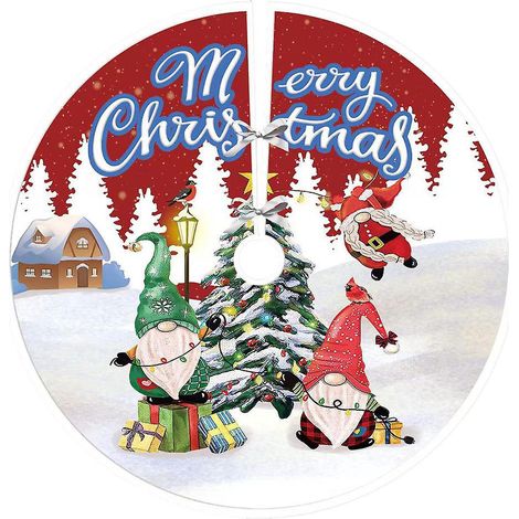 90cm Jupe Sapin De Nol,2 Gnomes Couvre Pied Sapin Noel, Arbre De Noel Decoration, Joyeux Nol Jupe D'arbre Tapis Pour Sapin Pour Nol (1/4)