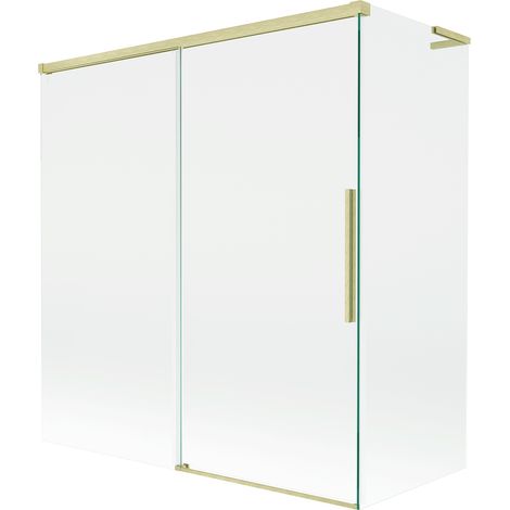 Mexen Rox L Duschwand 2-teilig verschiebbar 150 + 70 x 150 cm, transparent, gold gebürstet - 8C9L-150-070-55-00