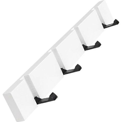 Crochet mural en bois double fixation, patère pliable pour porte ou cloison, design escamotable, accroche-vêtements robuste, lot de 2, finition naturelle, usage intérieur. (1/5)