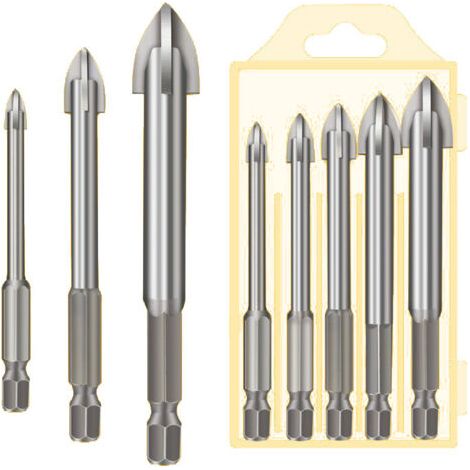 5 Pcs Foret, Foret De Maçonnerie En Carbure De Tungstène Set Pour Métal Acier, Tuile De Céramique Porcelaine, Béton, Brique, Plastique Et Bois (1/5)