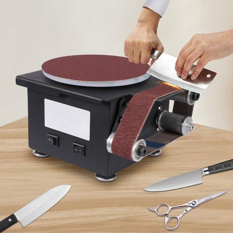 Bandschleifer Band Tellerschleifer mit 10-Schleifbändern, 10-Schleifscheibenpapieren,7-Gang Einstellbarer Schleifmaschine Für Edelstahl, Eisen, Holz, Kunststoff, Acrylsäure, DIY Holzbearbeitung (1/5)