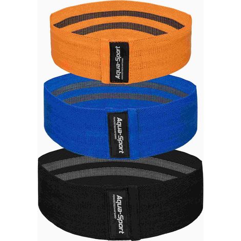 AQUA-SPORT POWERSTRECH HÜFTBÄNDER-SET SCHWARZ-BLAU-ORANGE AS678