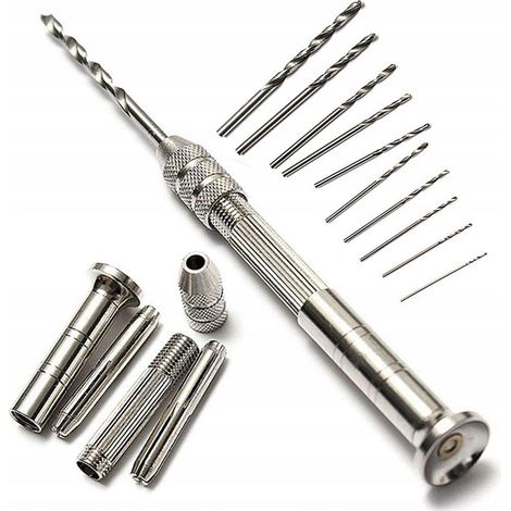 Mini taladro de mano + juego de 10 brocas de 0,8-3 mm para madera y pl谩stico (hazlo t煤 mismo)