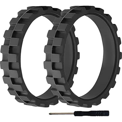 Pneu Caoutchouc de Remplacement pour iRobot Roomba Séries 500, 600, 700, 800, 900, e, i, S, Remplace la Roue latérale de Votre Robot, Anti-dérapant, Grande adhérence (Noir, Lot de 2) (1/5)