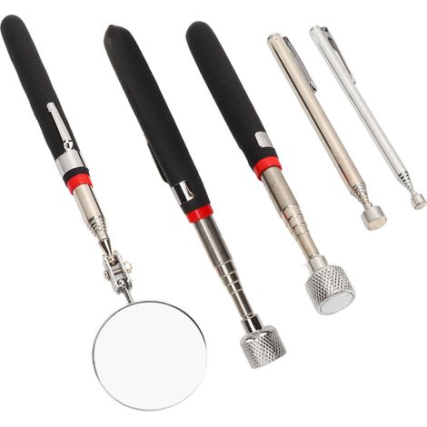 5-teiliges Magnetgreifer-Set (15 lb, 10 lb, 3,5 lb, 1,5 lb), teleskopierbarer Magnetgreifer und runder Inspektionsspiegel (1/5)