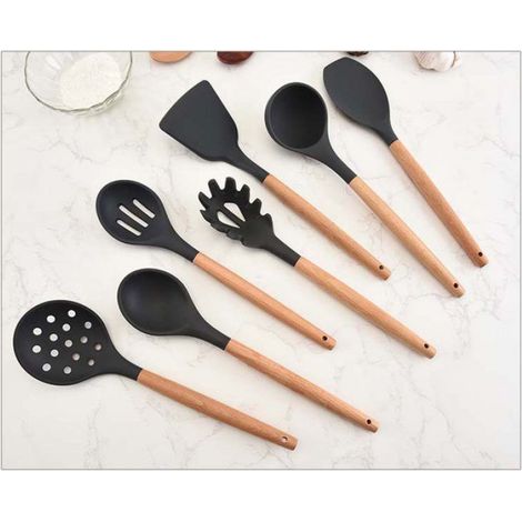 Ensemble de couverts de cuisine, ensemble d'ustensiles de cuisine, ustensiles de cuisine en silicone résistant à la chaleur (8 p (1/5)