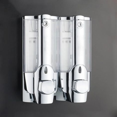 Distributeur de savon - Argent - 2 x 400ml - Plastique ABS - Design contemporain (1/4)