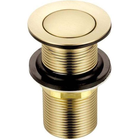 Bouchon de remplacement pour évier en laiton, sans fente, finition or brossé, raccord standard G 1 1 (1/3)