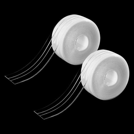 Ruban d'étanchéité PVC transparent 2 rouleaux, adhésif imperméable pour baignoire, douche, cuisine, anti-humidité, joint auto-collant anti-moisissure, calfeutrage salle de bain (1/5)