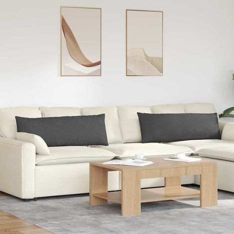 Sofakissen 2 Stück Dunkelgrau 120 x 40 cm Cordstoff