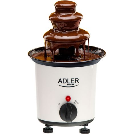 Adler AD4487 Fuente Chocolate Eléctrica, Cascada 3 Niveles, Acero Inoxidable, 200ml Chocolate, Termostato 30W Blanco