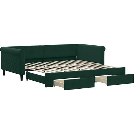 Maison Exclusive - Divano Letto Estraibile Cassetti Verde Scuro 100x200cm Velluto