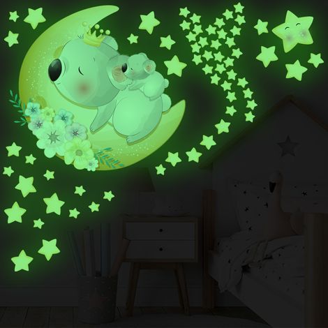 Koala Mond Stern Leuchtender Wandaufkleber Tierstreifen