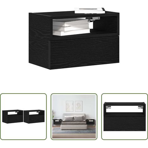 Nachtkommode - Wand-Nachttische 2 Stk. Schwarz 45x26x28,5 cm (1/5)
