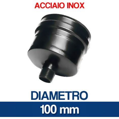 TAPPO ANTICONDENSA ACCIAIO INOX VERNICIATO NERO DIMENSIONE Ø 100 MM (28574)