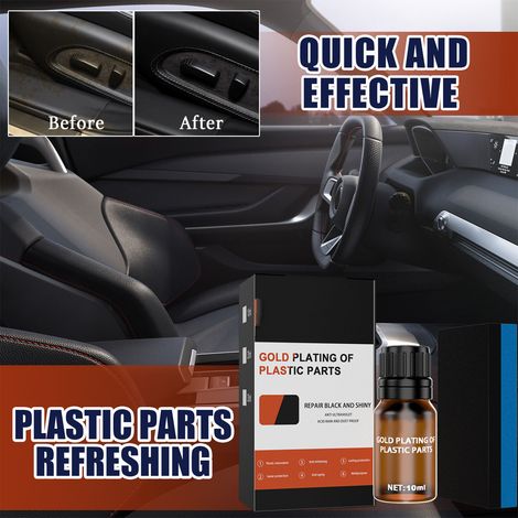 Produit d'entretien pour pièces plastiques automobiles (10 ml), revêtement cristallin longue durée, avec éponge pour l'intérieur du véhicule (lot de 10). (1/5)