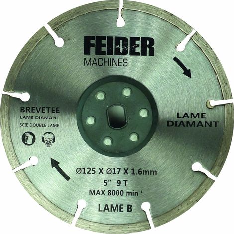 Lame Universelle Diamant - Disque de Coupe pour Scie Circulaire, Lame Circulaire Dentelée - 125x17x1.6mm - 8000 Tr/min Maximum - 9 Dents - Coupe Verre, Céramique, Béton