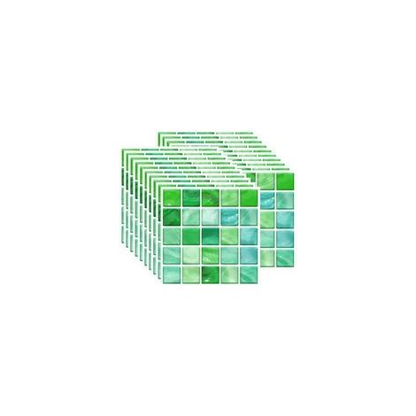 20PCS Autocollant Carreau, Auto-Adhésif Autocollant Fond D'écran Résistant à la Chaleur Étanche Dosseret pour Cuisine Salle de Bâton Mosaïque Vert (10x10 cm / 4x4 Pouces) (1/5)