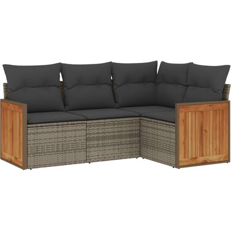 Maison Exclusive - 4-tlg. Garten-Sofagarnitur mit Kissen Grau Pol