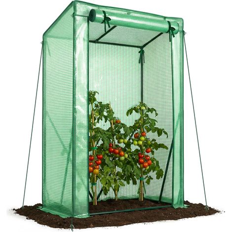 Serre de Jardin à Toit Incliné Serre à Tomate avec Grande Porte pour Légumes Plantes Fleurs Bâche PE Renforcée 135g/m2 Protéger Vos Plantes en Toutes Saisons 100x50x150cm Vert (1/5)