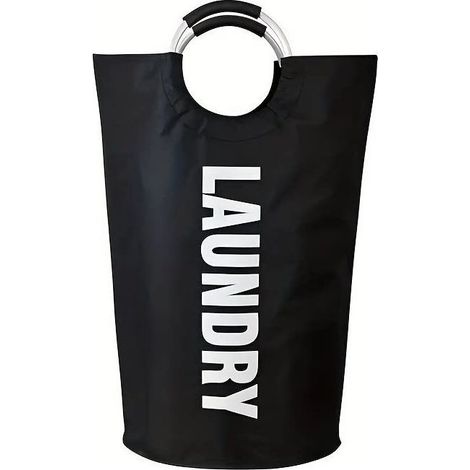 90L Panier à Linge Grande Capacité, Sac à Linge Pliable avec Poignées Rembourrées, Corbeilles à linge,Idéal pour le Rangement et le Transport des Vêtements,Noir (1/5)