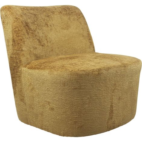 Home Heavenly® - Butaca giratoria GIAN, tapizada, estilo versátil y compacto, giro 360°, 64,5x75x69 cm. Color: Mostaza (1/5)