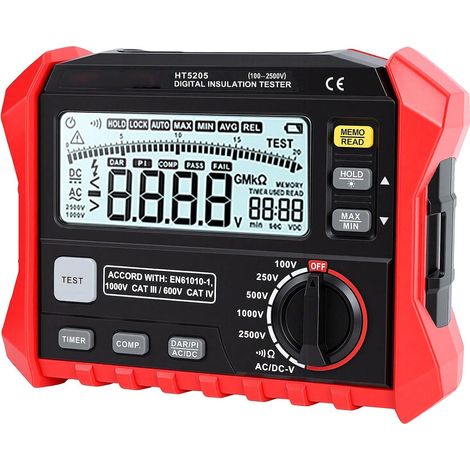 HT5205 Mégohmmètre Numérique Testeur D'isolement, Plage 200G (1/5)