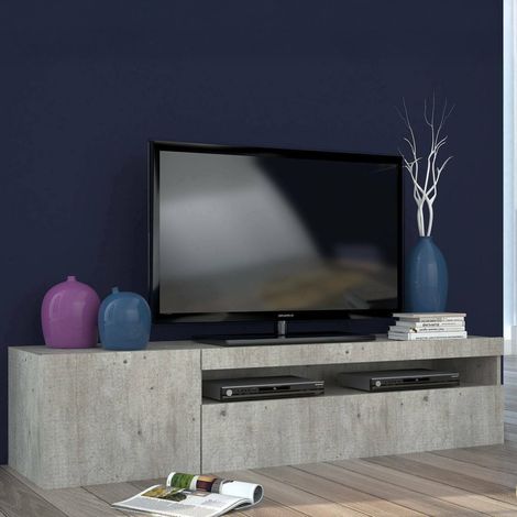 Dmora Soporte para TV para sala de estar, Made in Italy, Soporte para TV de 2 puertas, Soporte para TV para sala de estar, 150x40h37 cm, Color cemento, con embalaje reforzado (1/4)