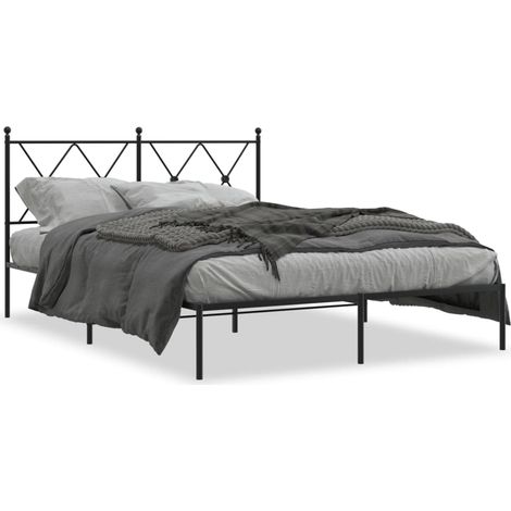Maison Exclusive - Cadre de lit métal sans matelas avec tête de lit noir 140x190cm