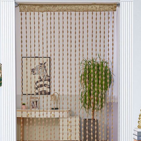 JSSEVN - 1pc lantern curtain, tassel string curtain, hotel wedding lounge decoration curtain, champagne color, 1x2m (1/5)