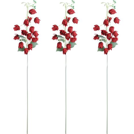 [Mano Manolo] Guirnalda de luces con flores artificiales, 3 piezas, color rojo, para el hogar y bodas (1/5)