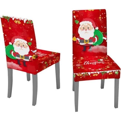 Housse de chaise - Noël - Rouge - 2 pièces - Extensible - Intérieur