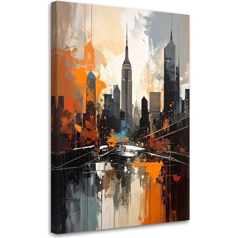 Impresión de Imagen Abstracción urbana con rascacielos en gris y naranja 20x30 (1/5)