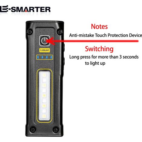 (Noir) Mini lampe torche LED rechargeable - Urgence extérieure - Magnétique - Longue portée, idéale pour la pêche (1/4)