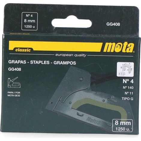 Grapas MOTA Nº 4 de 8mm 1000 Unid. Espesor 1,2mm GG408