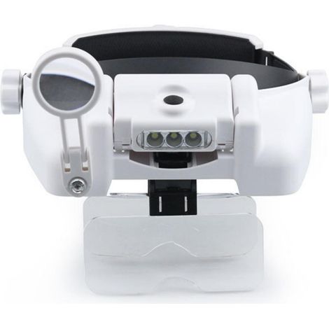 Lupa de cabeza con múltiples aumentos, lupa con triple iluminación LED, aumento de 1x a 14x, 5 lentes incluidas, batería recargable por USB. (1/5)
