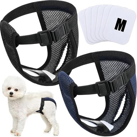 Couches Lavables pour Chien Femelle, Noire et Bleu, M  Pantalon pour Chien Protection avec Serviettes Hygiéniques Culotte Menstruelle Chien pour Chaleurs Saignements Mensuels (1/4)