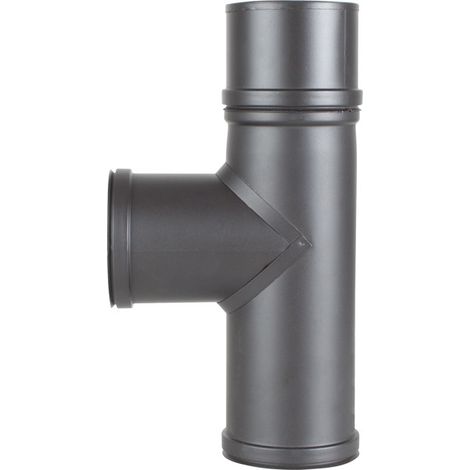 Té con Tapa Pellet Inox Pintado Grafito Ø80mm