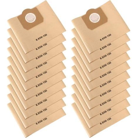 Vacuum cleaner bags, pack of 20 straight vacuum cleaner bags, paper filter bags, for Karcher 6.959-130.0 WD3/WD3P/MV3/A2204/A2204/A2534/SE 4001/SE 4002 (1/5)