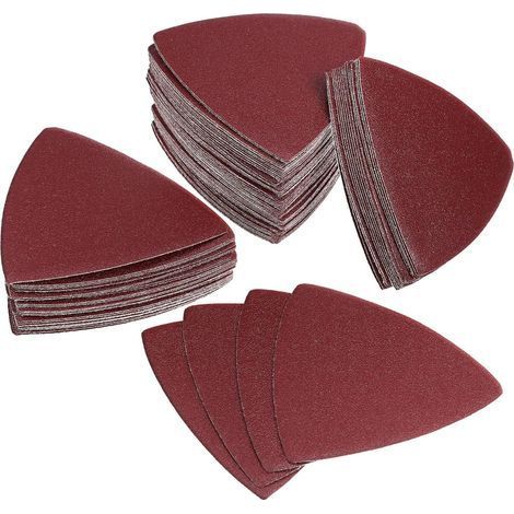 Tampon de ponçage triangulaire de 80 mm Papier abrasif abrasif sans trou 240 grains Feuilles de ponçage à crochet et boucle en oxyde d'aluminium (paquet de 50) (1/5)