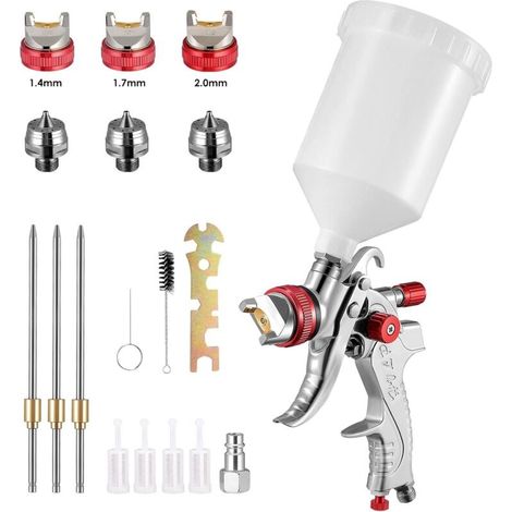 Pistola a spruzzo HVLP, pistola a spruzzo ad aria compressa a gravità, pistola per piccole riparazioni di mobili per auto, pistola a spruzzo per pelle, mini pistola a spruzzo (1/5)