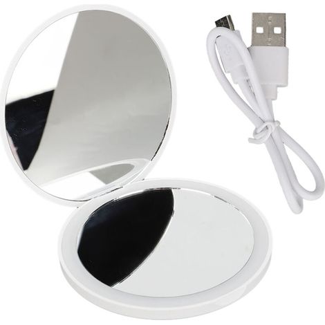Miroir de poche LED pliable et portable avec lumière intégrée, idéal pour le maquillage en voyage (1/5)
