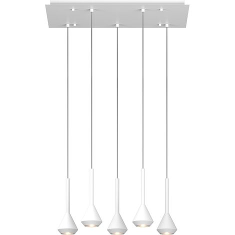 Lampadario Moderno Aygo Rettangolare Metallo Bianco 5 Luci Gu10