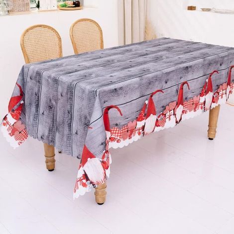 Décoration de nappe de Noël, 1 PC 180 x 144 cm Couverture de nappe rectangulaire réutilisable de Noël, pour la fête de banquet Cuisine Salle à manger Décoration de Noël Décoration d'intérieur (1/5)