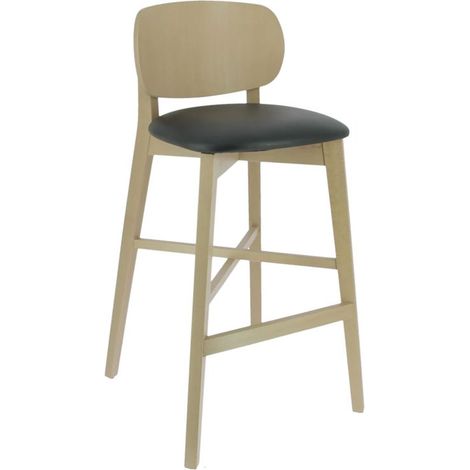 Tabouret MERY Bois Massif Naturel en simili cuir style scandinave pour intérieur (1/5)