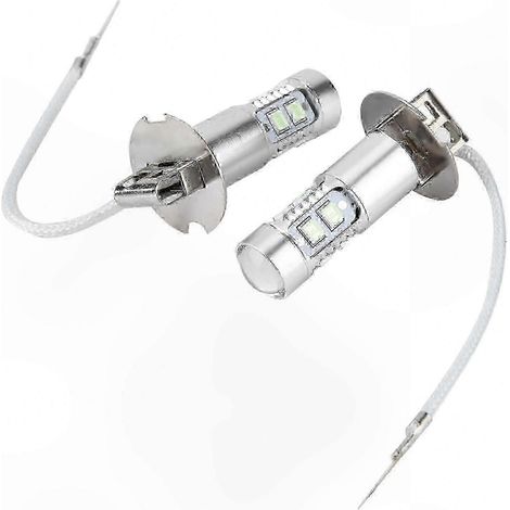 Lot de 2 ampoules LED H3 100 W, 1200 lm, 8000 K, blanc xénon, compatibles avec phares, feux antibrouillard et feux de jour (DRL). WHBYV (1/4)