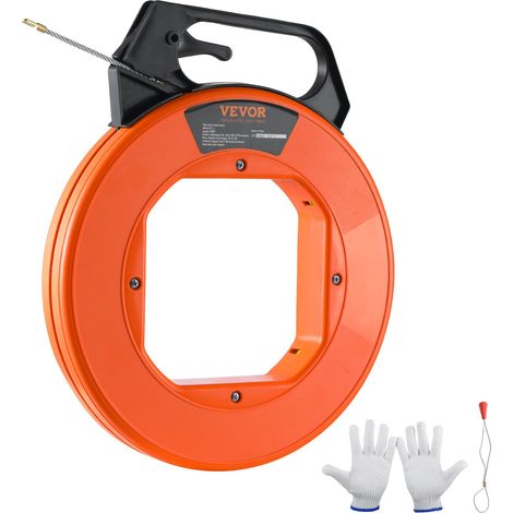 Aiguille Électricien 30,5 m Tire Fils Électrique en Fibre de Verre Extracteur Tirage Fil Câble Flexible 4,5 mm avec Boîtier Poignée Gants robustes pour Murs Conduits Électriques Non Conducteur (1/5)