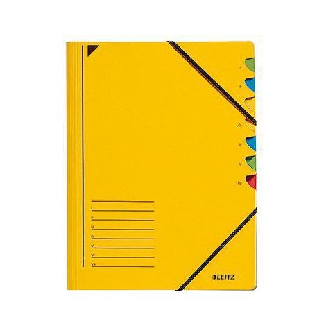 Ordnungsmappe DIN A4 350g/m² Pendareckarton recycelt Farbe: gelb Farbe des Fächerblocks: mehrfarbig 7 Fächer (1/4)