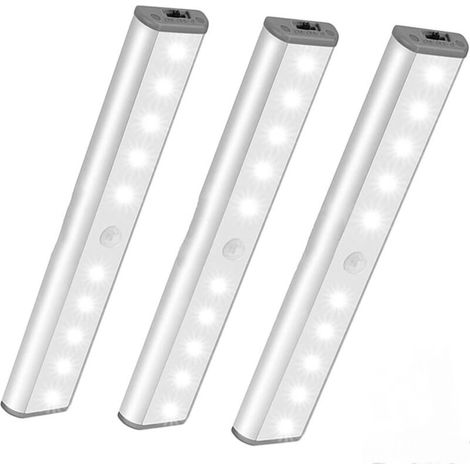 Set of 3 wireless adhesive portable LED night lights, 10 LED night lights with motion sensor, magnetic lighting for wardrobes and cupboards (1/5)
