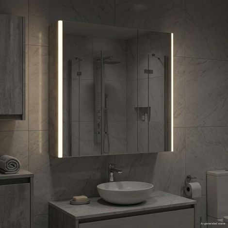 Armario con espejo de baño Gris Concreto 63,5 x 15,5 x 70 cm